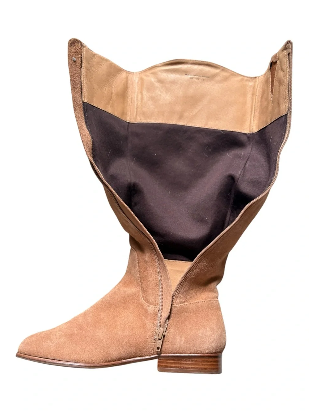 Jack Rogers Tara Suede Riding Boots Signature Stitching Tan | Women's 8
